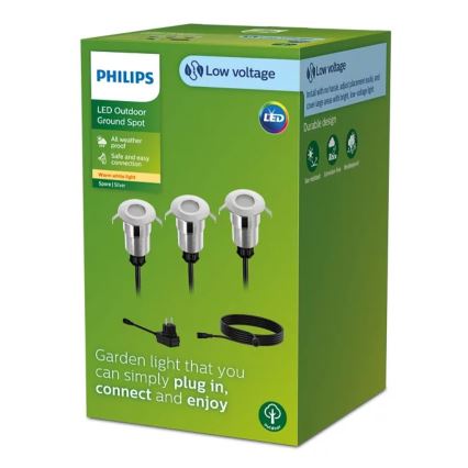 Philips - SET 3x Lampada da incasso da esterno LED SPORE LED/1W/24/230V IP67