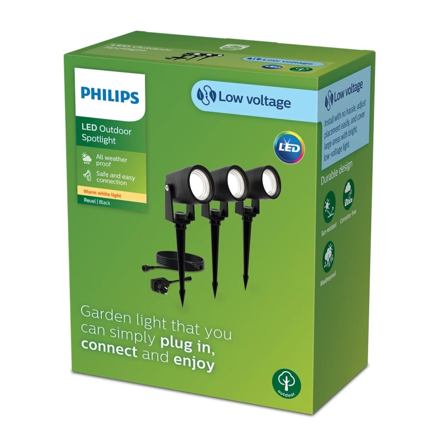 Philips - SET 3x Lampada LED da esterno GARDENLINK REUEL LED/1,5W/230V 2700K IP44