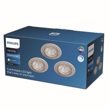 Philips - SET 3x Lampada LED da incasso dimmerabile LED/5,5W/230V 2700K