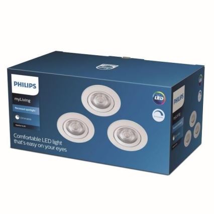 Philips - SET 3x Lampada LED da incasso dimmerabile LED/5W/230V 2700K