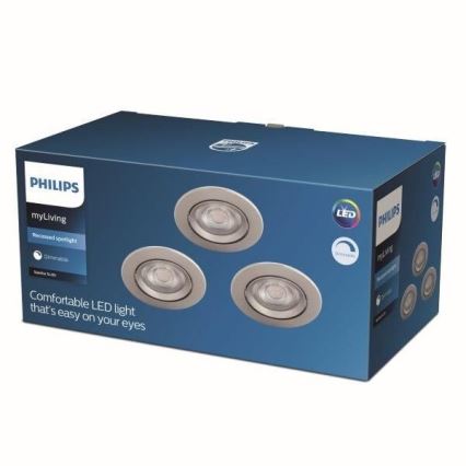 Philips - SET 3x Lampada LED da incasso dimmerabile LED/5W/230V 2700K