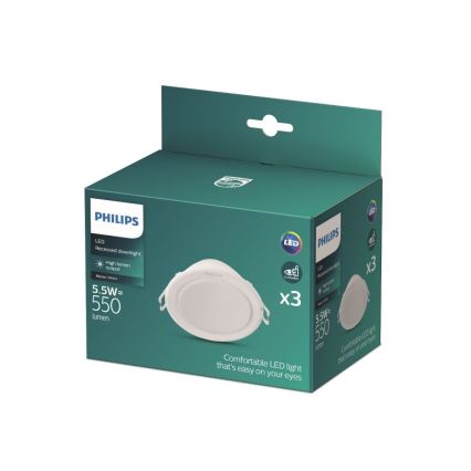 Philips - SET 3x Lampada LED da incasso MESON LED/5,5W/230V 4000K