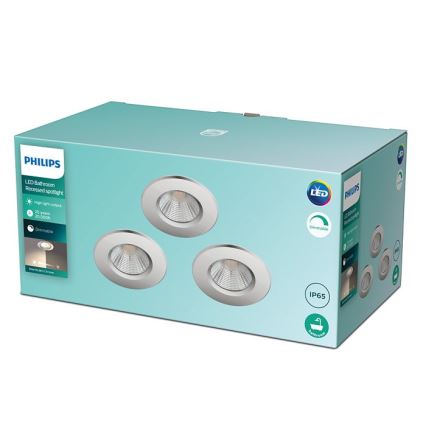 Philips - SET 3x Lampada LED dimmerabile da bagno DIVE 1xLED/5,5W/230V IP65