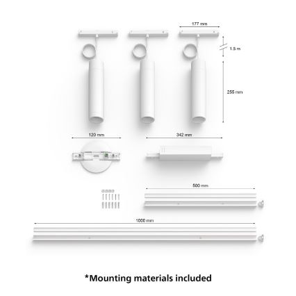 Philips - SET 3x Lampadario LED RGB dimmerabile su corda per sistema a binario Hue PERIFO LED RGB/15,6W/230V 2000-6500K