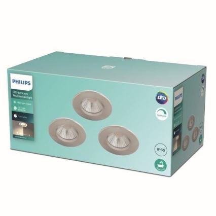 Philips - SET 3x Lampade da incasso a LED per bagno LED/5,5W/230V 2700K IP65