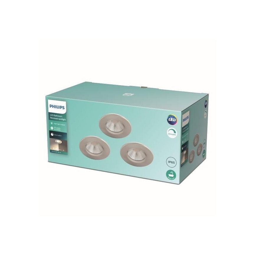 Philips - SET 3x Lampade da incasso a LED per bagno LED/5,5W/230V 2700K IP65