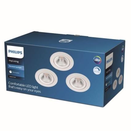 Philips - SET 3x LED Luce da incasso dimmerabile LED/5,5W/230V 2700K