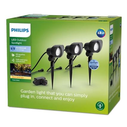 Philips -SET 3x Luce Spot a LED da esterno LED/6W/230V 2700K IP44