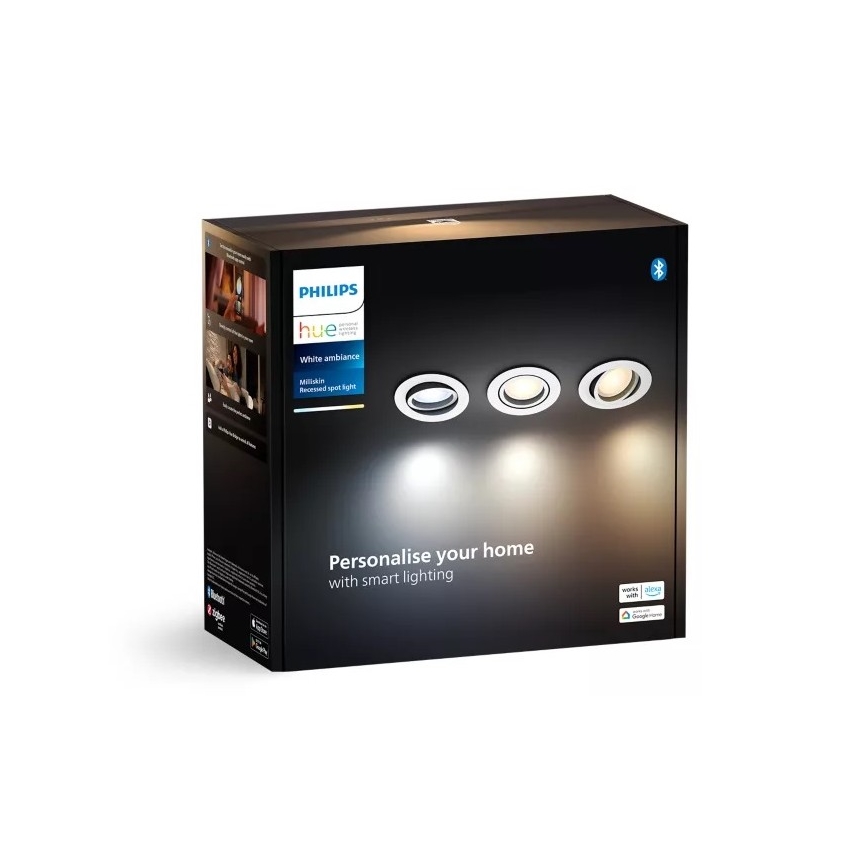 Philips - SET 3x Lampada da incasso LED dimmerabile Hue MILLISKIN 1xGU10/4,2W/230 2200-6500K