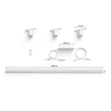 Philips - SET 3x LED RGB Luce dimmerabile per sistema a binario Hue PERIFO LED RGB/15,6W/230V 2000-6500K