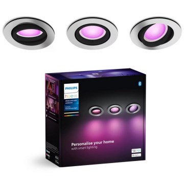 Philips - SET 3xLED RGBW Lampada da incasso dimmerabile Hue CENTURA 1xGU10/4,2W/230V 2000-6500K
