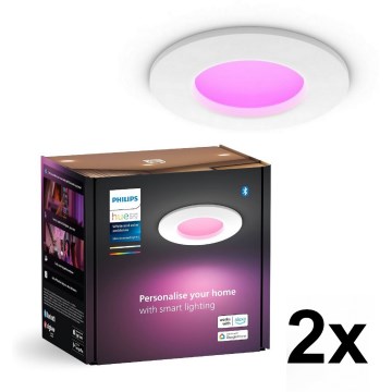 Philips - Set da 2 faretti LED RGBW dimmerabili da incasso per bagno Hue SLIM LED/8,3W/230V 2000-6500K bianco IP44