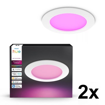 Philips - Set da 2 faretti LED RGBW dimmerabili per bagno da incasso Hue SLIM LED/12W/230V 2000-6500K bianco IP44