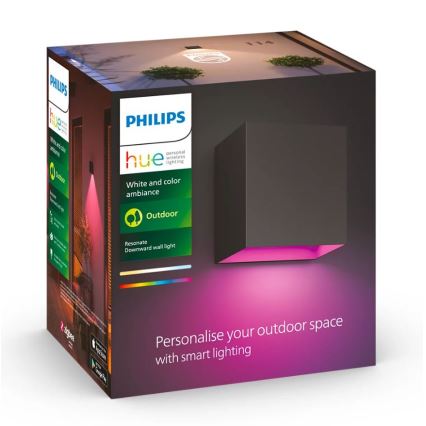 Philips - Confezione da 2 applique da esterno dimmerabili LED RGBW Hue RESONATE LED/8W/230V 2000-6500K IP44