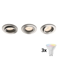 Philips - SET da 3 faretti da incasso LED RGBW dimmerabili 1xGU10/4,8W/230V cromo lucido + telecomando