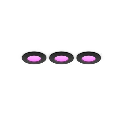 Philips - Confezione da 3 faretti LED RGBW dimmerabili per bagno da incasso Hue SLIM LED/8,3W/230V 1000-20000K neri P44