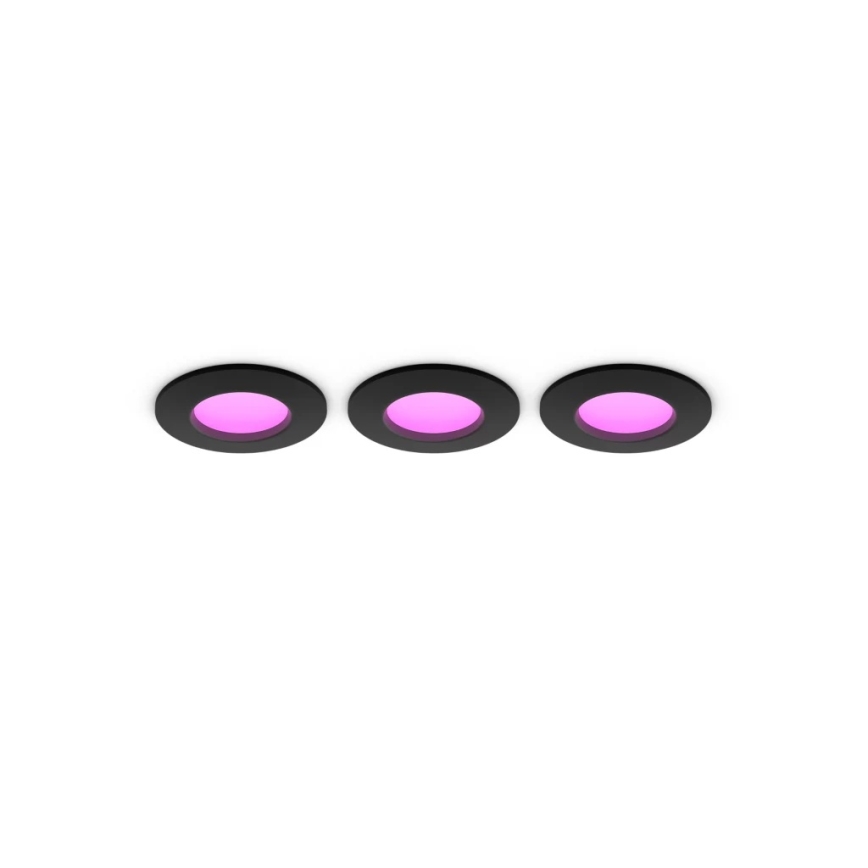 Philips - Confezione da 3 faretti LED RGBW dimmerabili per bagno da incasso Hue SLIM LED/8,3W/230V 1000-20000K neri P44