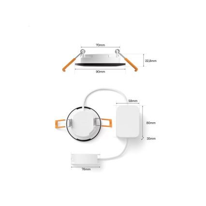 Philips - Confezione da 3 faretti LED RGBW dimmerabili per bagno da incasso Hue SLIM LED/8,3W/230V 1000-20000K neri P44