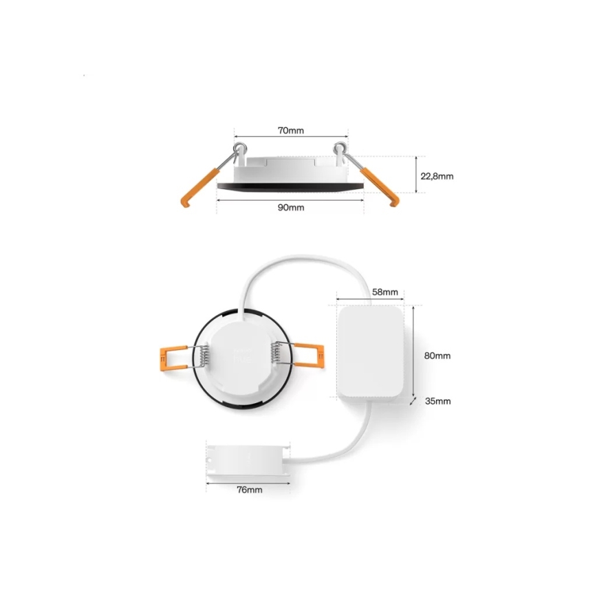 Philips - Confezione da 3 faretti LED RGBW dimmerabili per bagno da incasso Hue SLIM LED/8,3W/230V 1000-20000K neri P44