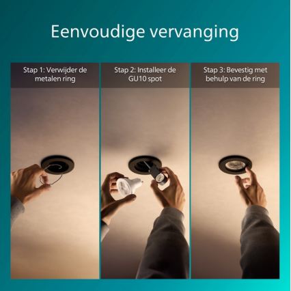 Philips - Set da 3 faretti da incasso PERIDOT 1x GU10/7W/230V nero