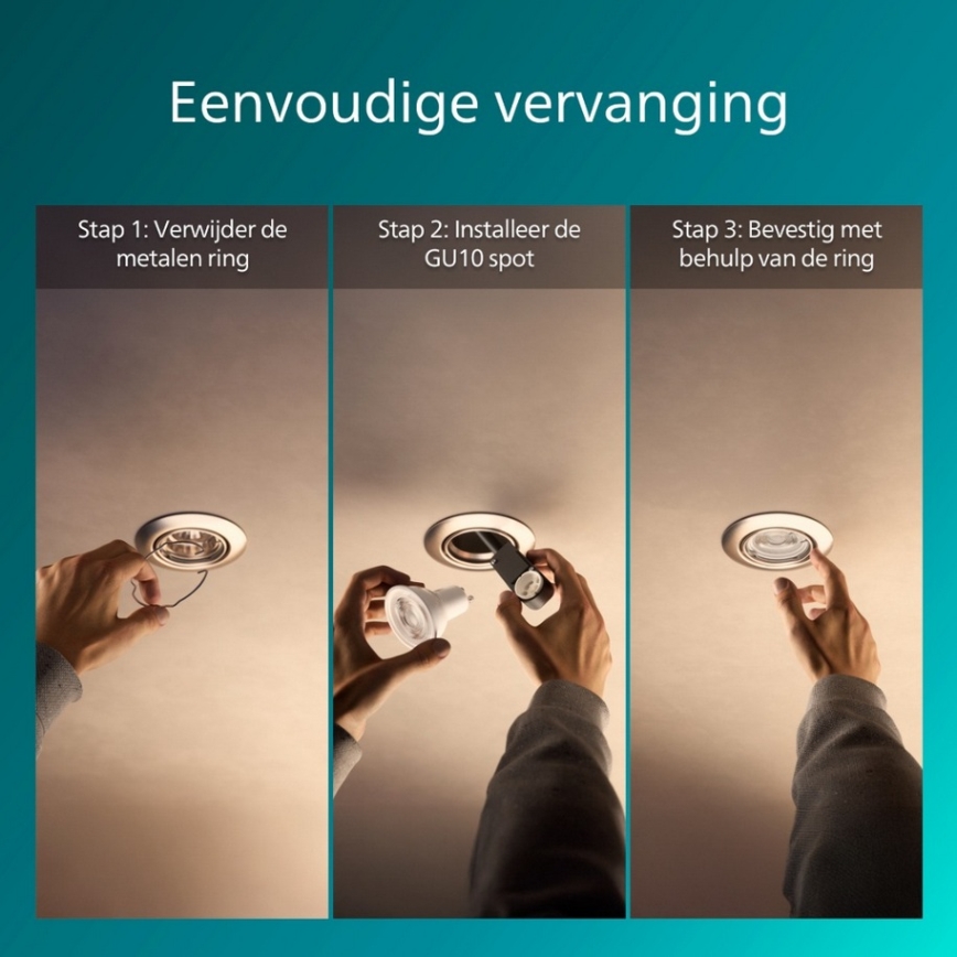 Philips - SET da 3 faretti da incasso PERIDOT 1xGU10/7W/230V argento