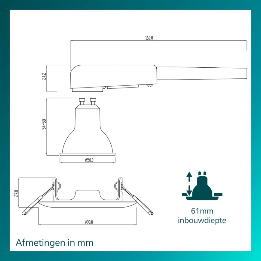 Philips - SET da 3 faretti da incasso PERIDOT 1xGU10/7W/230V argento