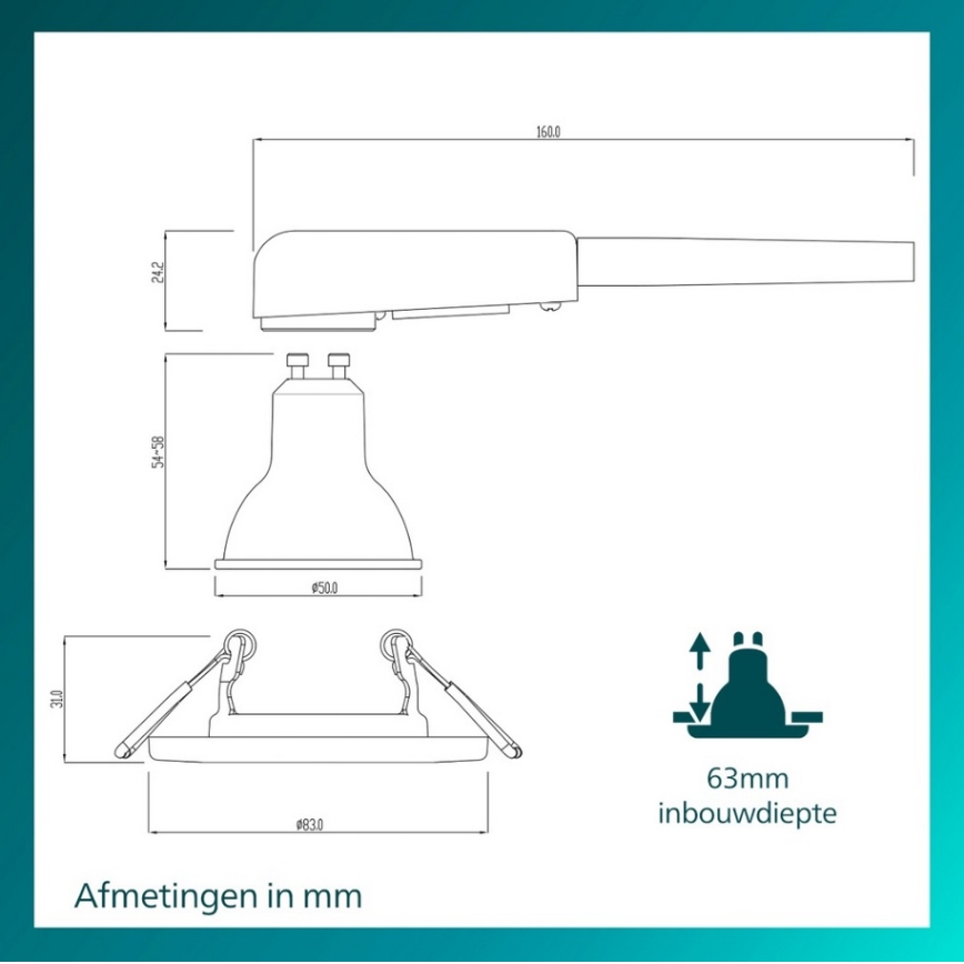 Philips - Set da 3 faretti da incasso PERIDOT 1xGU10/7W/230V bianco