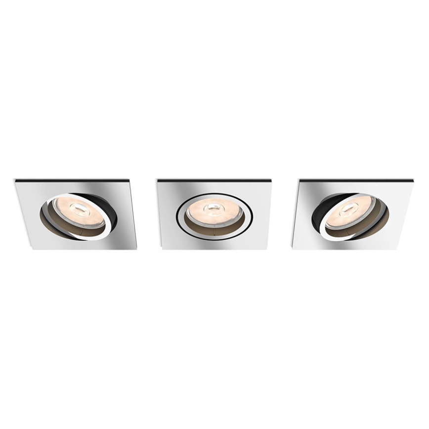 Philips - SET 3x faretti LED RGBW dimmerabili da incasso DONEGAL 1xGU10/4,8W/230V + telecomando