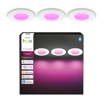 Philips - Set da 3 faretti LED RGBW dimmerabili per bagno Hue SLIM LED/8,3W/230V 1000-20000K bianco P44