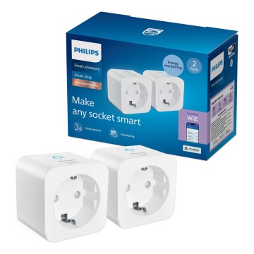 Philips - Set di 2 prese intelligenti SCHUKO da 2300W + misuratore di consumo Wi-Fi