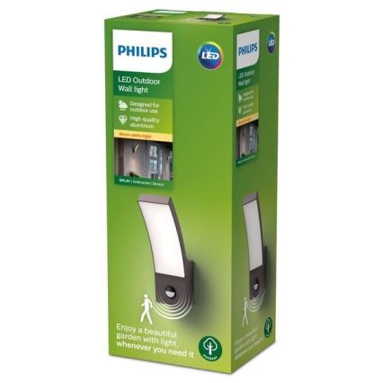 Philips - Lampada da parete LED da esterno con sensore LED/12W/230V 2700K IP44