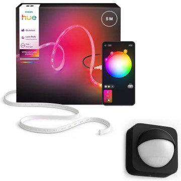Philips - Striscia LED RGBW dimmerabile per esterni Hue FLUX 5m LED/30W/230V 2200-6500K IP67 + sensore di movimento