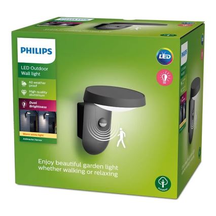Philips - Lampada da parete LED da esterno con sensore LED/9W/230V 2700K IP44