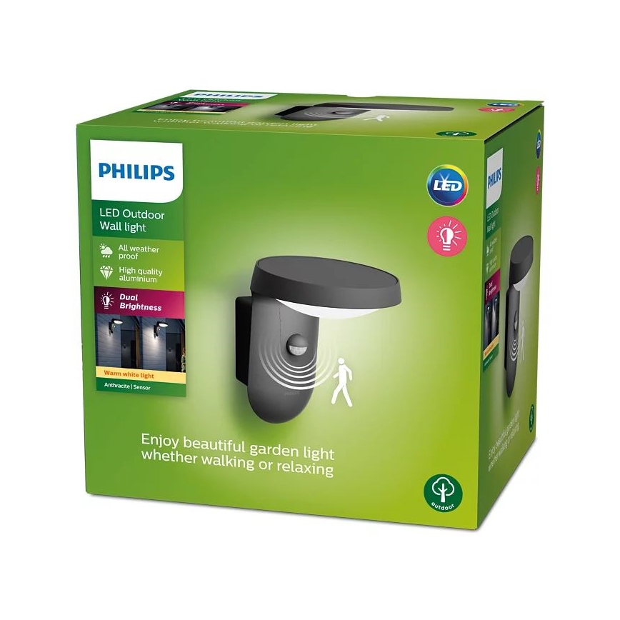 Philips - Lampada da parete LED da esterno con sensore LED/9W/230V 2700K IP44