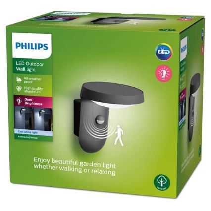 Philips - Lampada da parete LED da esterno con sensore LED/9W/230V 4000K IP44