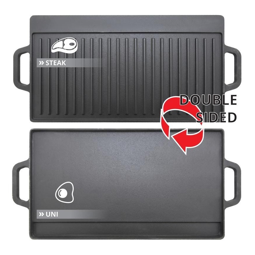 Piastra grill a doppia faccia 50x23 cm