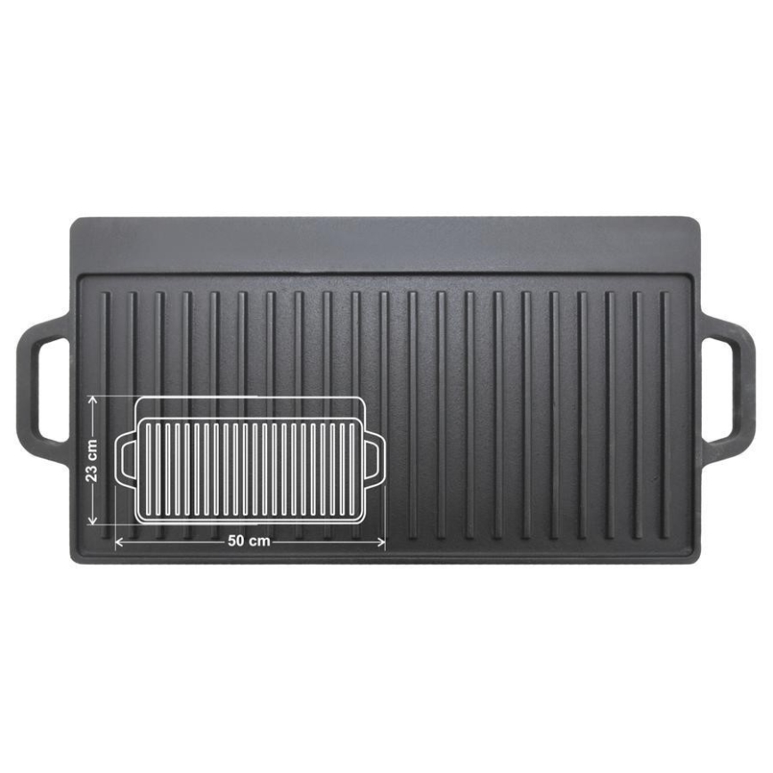 Piastra grill a doppia faccia 50x23 cm