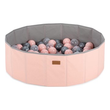 Piscina secca per bambini con palline, diametro 80 cm, rosa/grigio