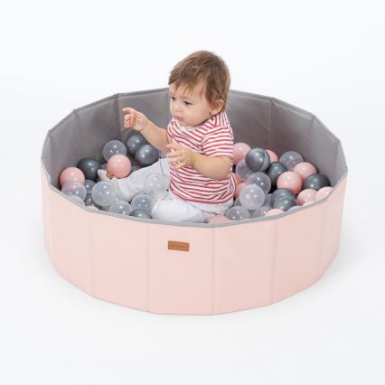 Piscina secca per bambini con palline, diametro 80 cm, rosa/grigio