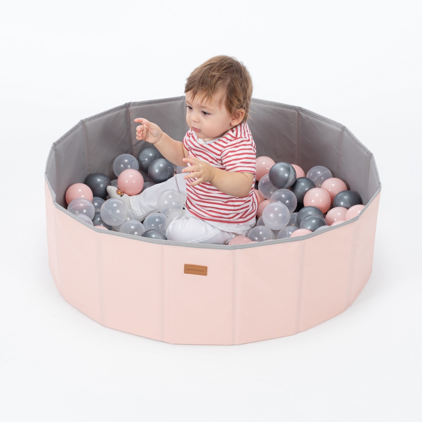 Piscina secca per bambini con palline, diametro 80 cm, rosa/grigio