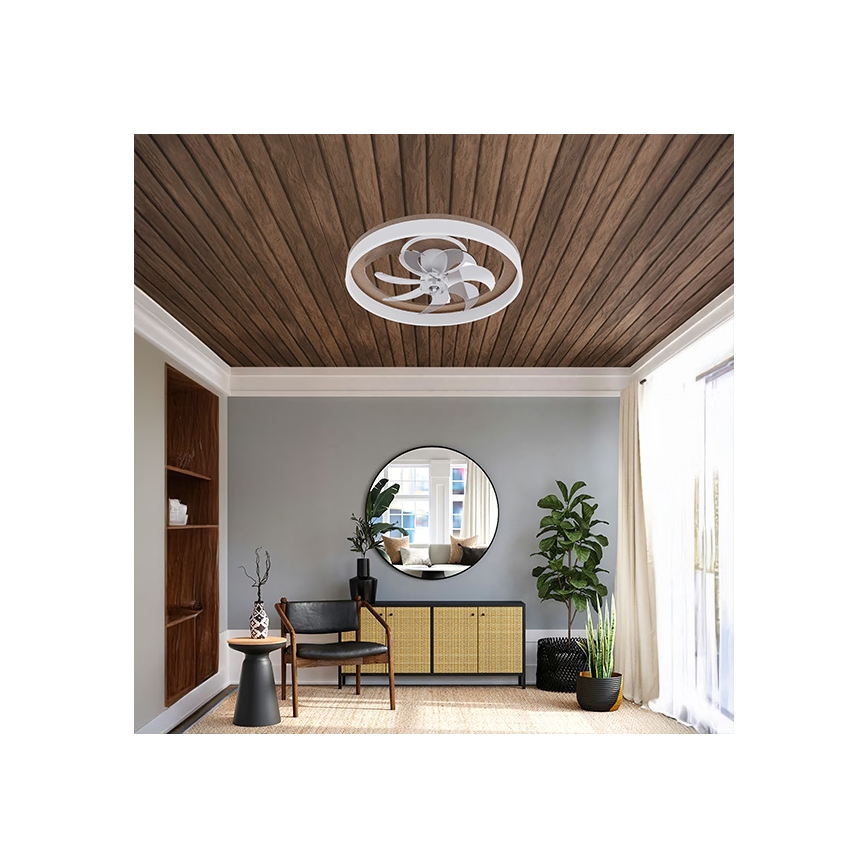 Plafoniera LED dimmerabile con ventilatore LED/40W/230V 3000-6500K marrone/bianco + telecomando