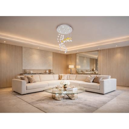 Plafoniera in cristallo a LED AVARA LED/24W/230V Ø 40 cm cromo lucido + telecomando