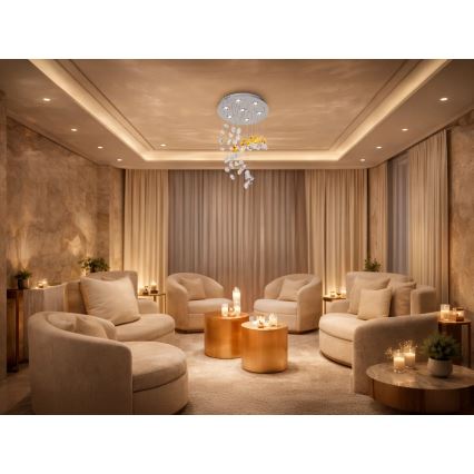 Plafoniera in cristallo a LED AVARA LED/24W/230V Ø 40 cm cromo lucido + telecomando