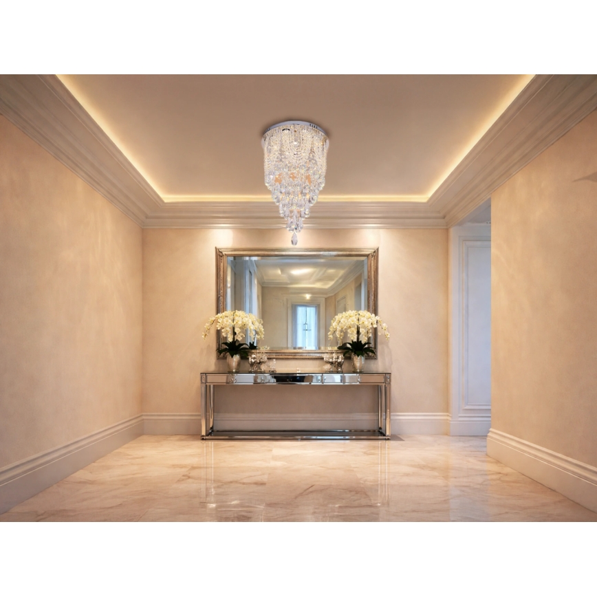 Plafoniera a LED in cristallo MAJURO LED/30W/230V Ø 40 cm cromo lucido + telecomando
