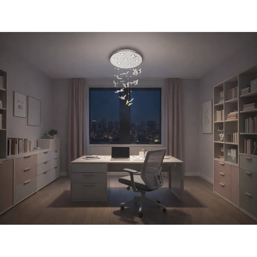 Plafoniera LED in cristallo MURU LED/24W/230V Ø 40 cm cromo lucido + telecomando