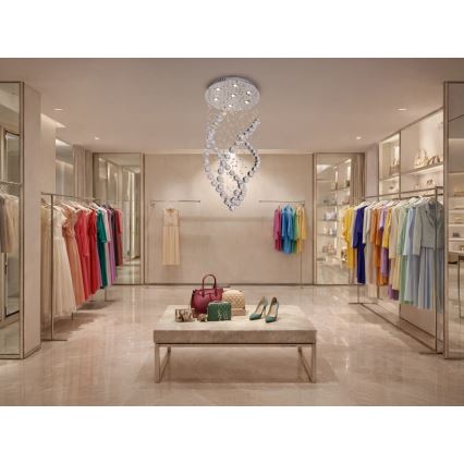 Plafoniera LED in cristallo NAURU, LED/24W/230V, Ø 40 cm, cromo lucido + telecomando
