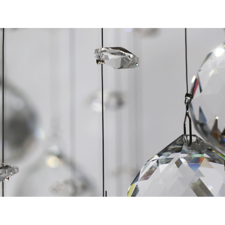 Plafoniera LED in cristallo NAURU, LED/24W/230V, Ø 40 cm, cromo lucido + telecomando