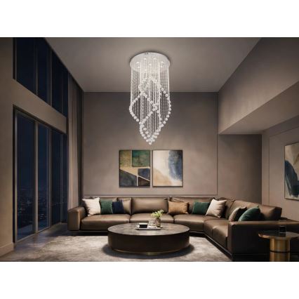 Plafoniera in cristallo LED NAURU LED/30W/230V Ø 60 cm cromo lucido + telecomando