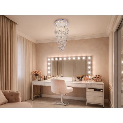 Plafoniera LED in cristallo SAMOA LED/30W/230V Ø 40 cm cromo lucido, con telecomando