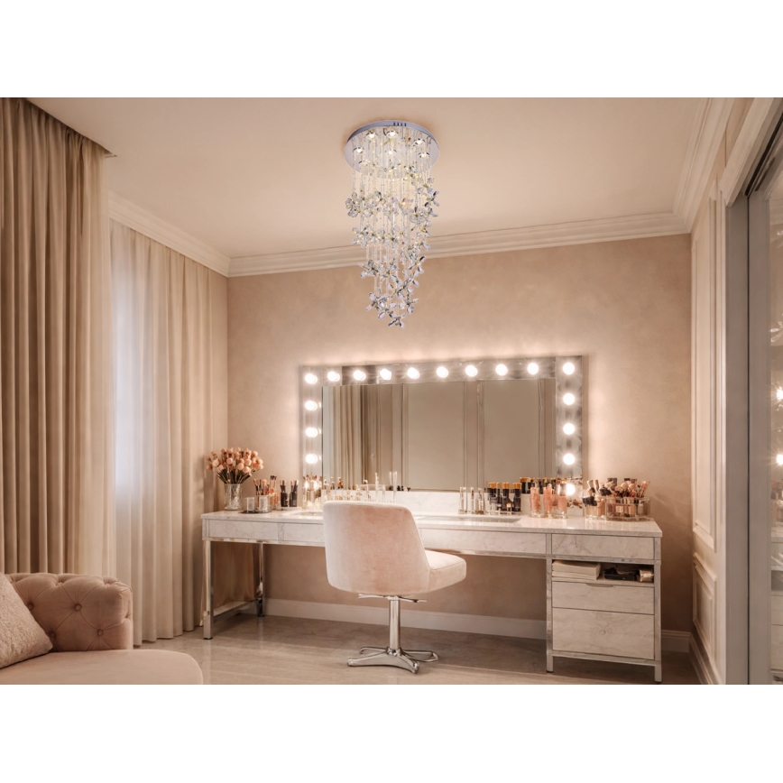 Plafoniera LED in cristallo SAMOA LED/30W/230V Ø 40 cm cromo lucido, con telecomando
